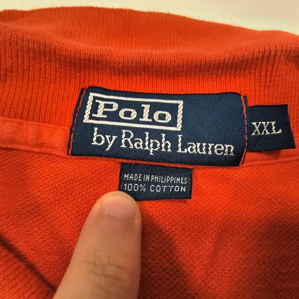 Polo by Ralph Lauren Short Sleeve Collared Polo Shirt Mens Size 2XL Orange Green